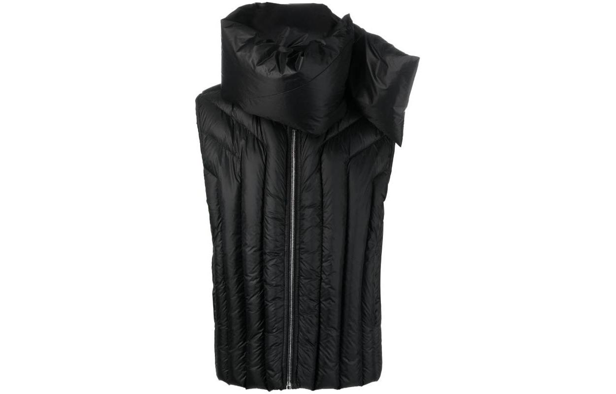RICK OWENS  Black Removable Neck Pad Sleeveless Vest Solid Color. RU02C7776NPD2-09