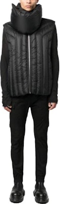 RICK OWENS Black Removable Neck Pad Sleeveless Vest Solid Color. RU02C7776NPD2-09 Lookbook RICK OWENS Black Removable Neck Pad Sleeveless Vest Solid Color. RU02C7776NPD2-09