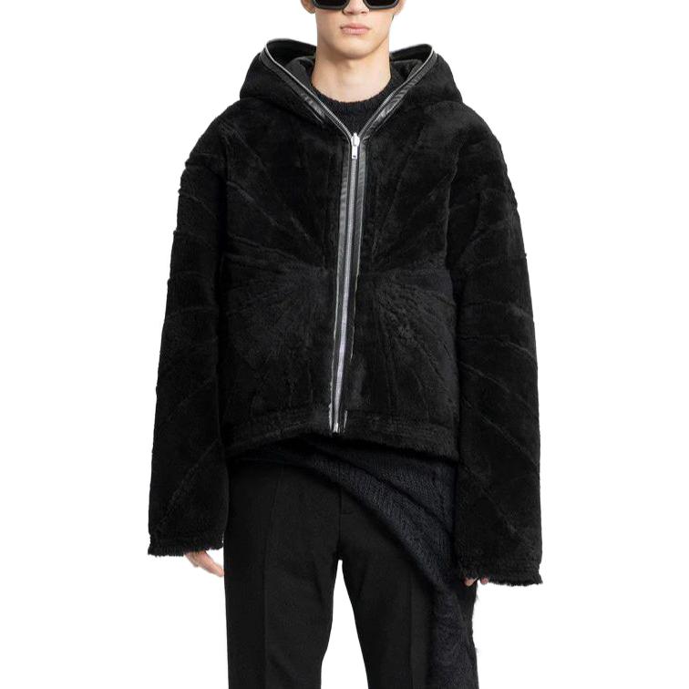 Shop リック・オーウェンズ ブラック リバーシブル ジップアップ フーディ ジャケット RU02C7765LSHBRA-09