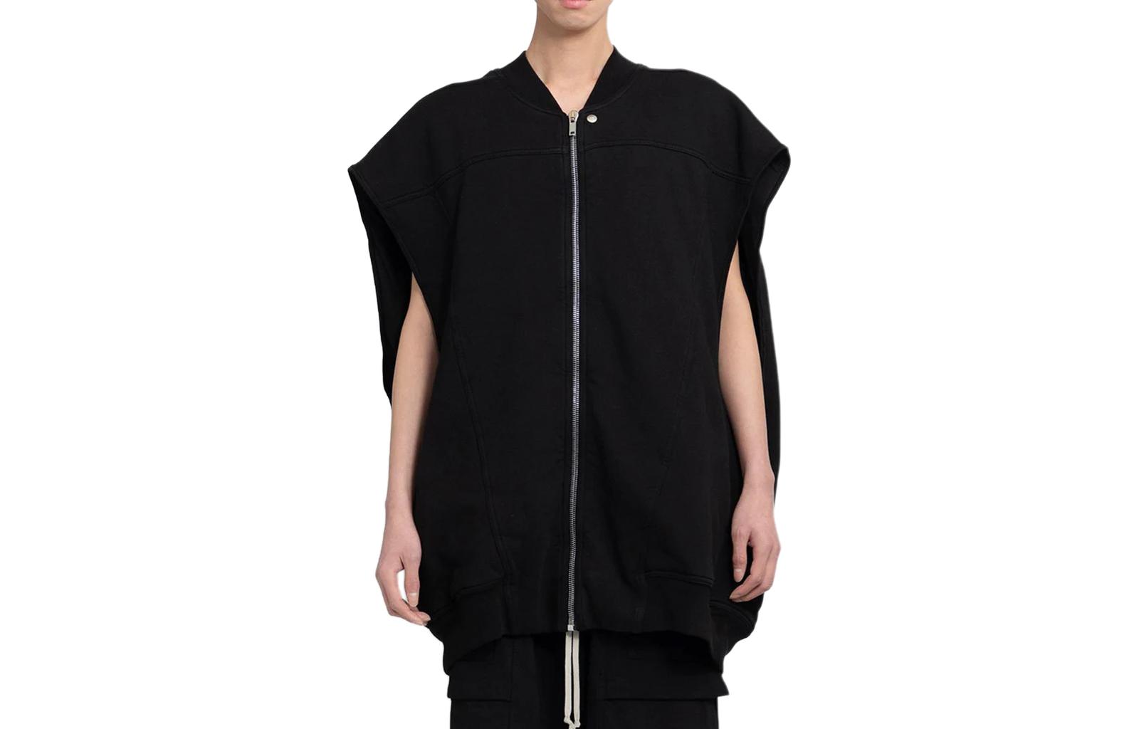 RICK OWENS  Black Sleeveless V-Neck Zip Vest DU01D1162F-09