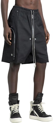 릭 오웬스 블랙 솔리드 컬러 드로스트링 카고 반바지. RU01D3392TE-09 Purchase 릭 오웬스 블랙 솔리드 컬러 드로스트링 카고 반바지. RU01D3392TE-09