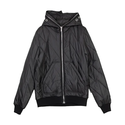 RICK OWENS Black Solid Color Loose Fit Zip-Up Hoodie Jacket. DU02C5773NPQ-09