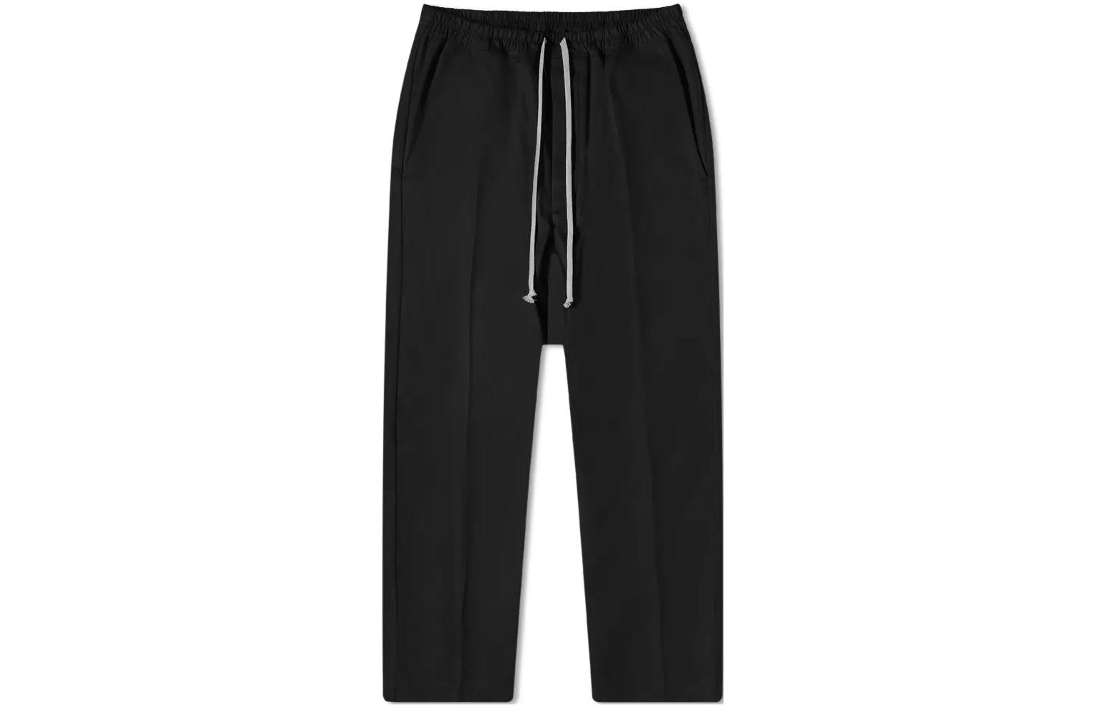 Rick Owens  Black Solid Drawstring Casual Drop-Crotch Pants RU02B2380TE-09
