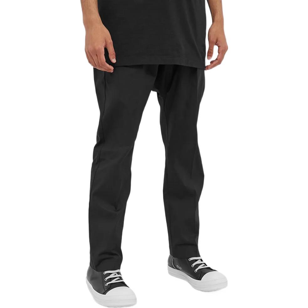 Shop 릭 오웬스 블랙 드로스트링 드롭 크로치 캐주얼 팬츠 RU02B2380TE-09