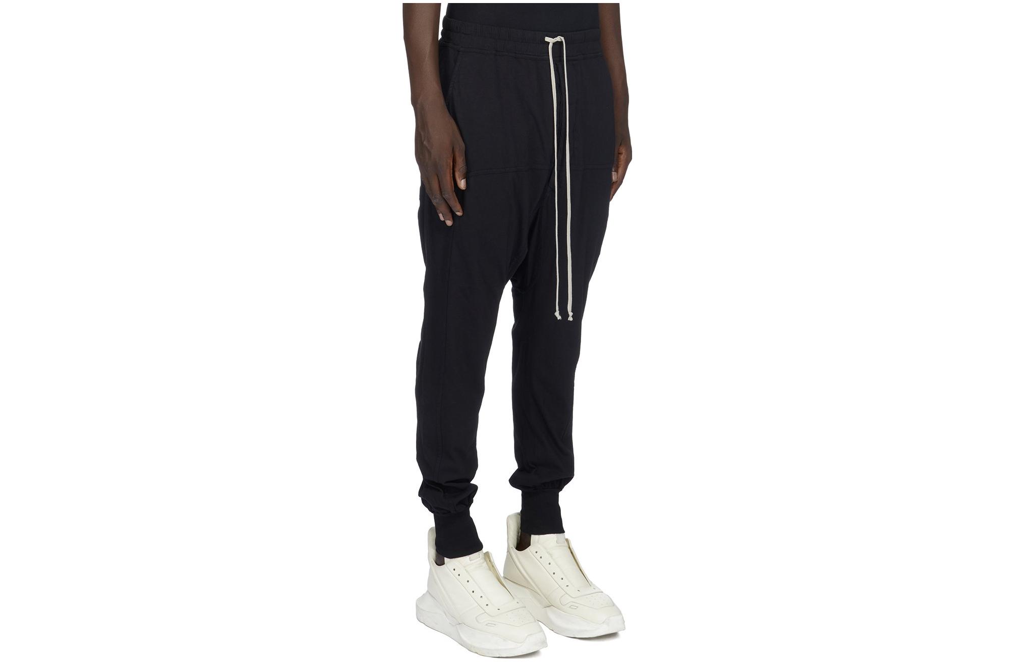 Shop RICK OWENS  Black Solid Jogger Sweatpants DU02C5395RN-09