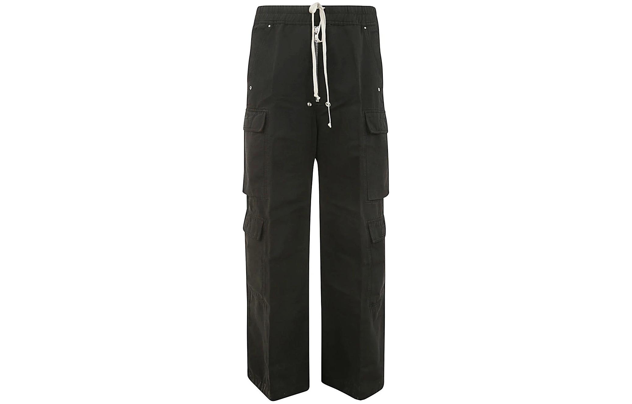RICK OWENS  Black Straight-Leg Work Pants with Metallic Detailing. DU01D1398CB-09