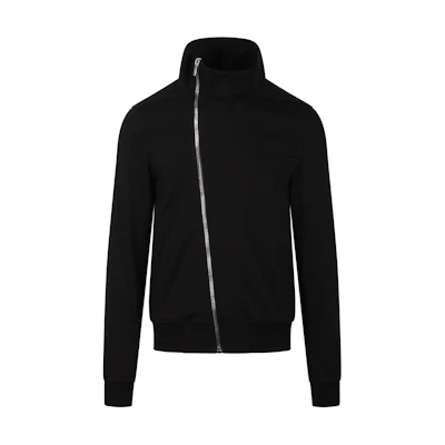 Rick Owens Black Zip-Up Loose-Fit Jacket with Stand Collar and Pockets RU01D3272BA-09