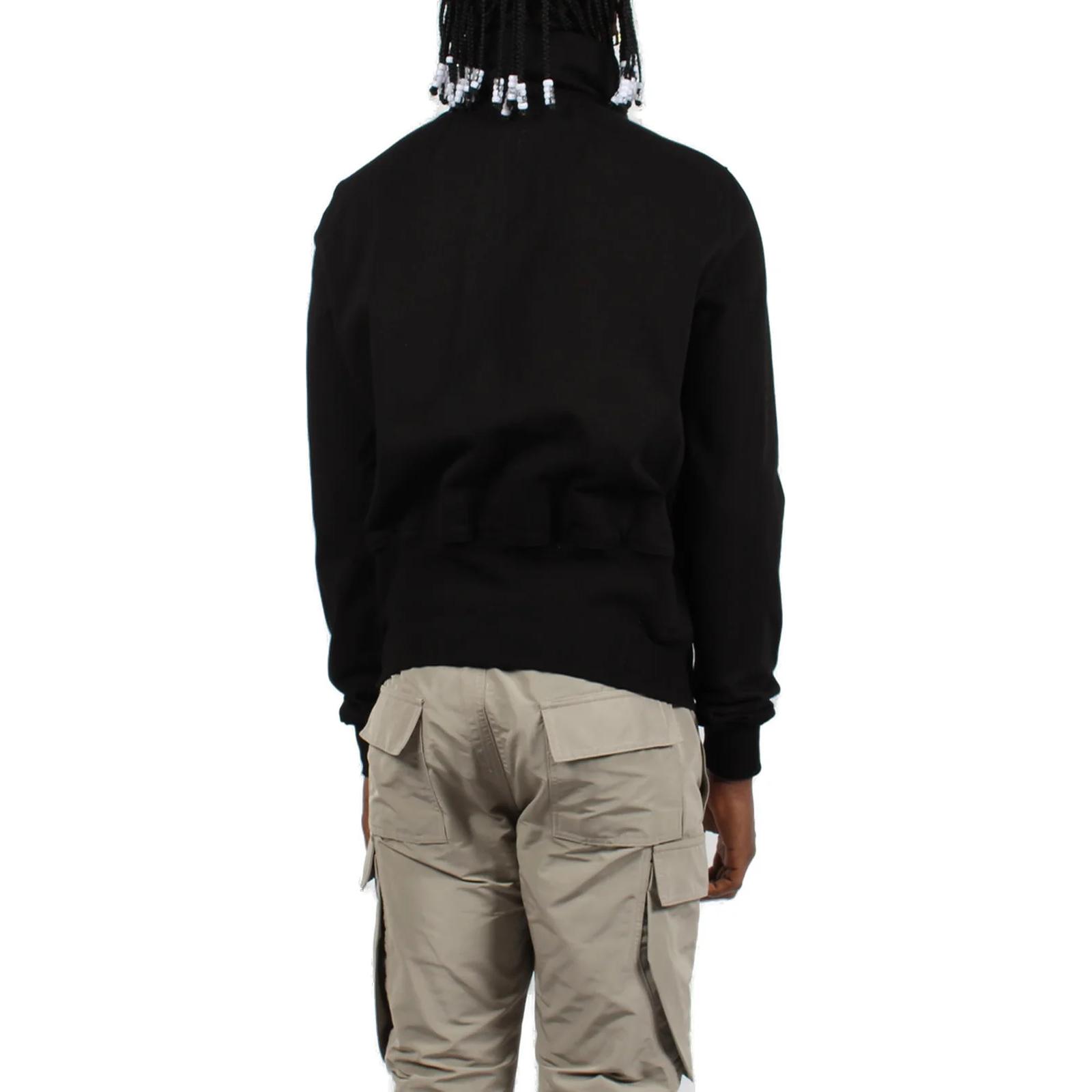 Shop Rick Owens  Black Zip-Up Loose-Fit Jacket with Stand Collar and Pockets RU01D3272BA-09