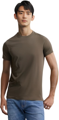 RICK OWENS Brown Slim-Fit Solid Color Crewneck T-Shirt. RU01D3265JA-08 Details for RICK OWENS Brown Slim-Fit Solid Color Crewneck T-Shirt. RU01D3265JA-08