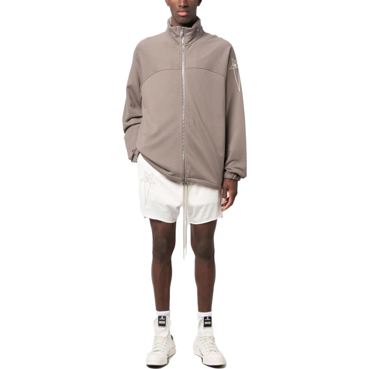 Lookbook Rick Owens  Brown Solid Color Zip Up Long Sleeve Sweatshirt CM02C9219CHFE-34