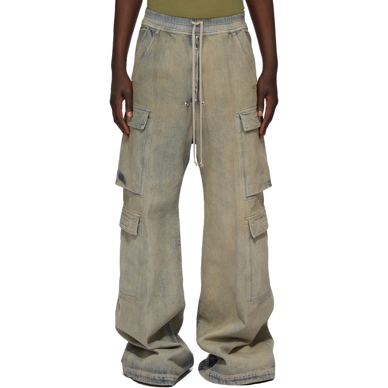 Rick Owens  Distressed Straight-Leg Mid-Rise Jeans Blue. DU02D2398SKY-46