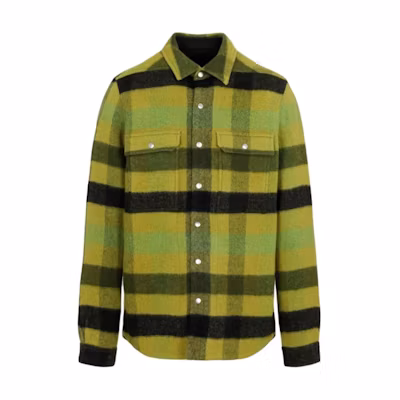 Rick Owens Green Checkered Single-Breasted Long-Sleeve Jacket RU02C7729WFNP32P