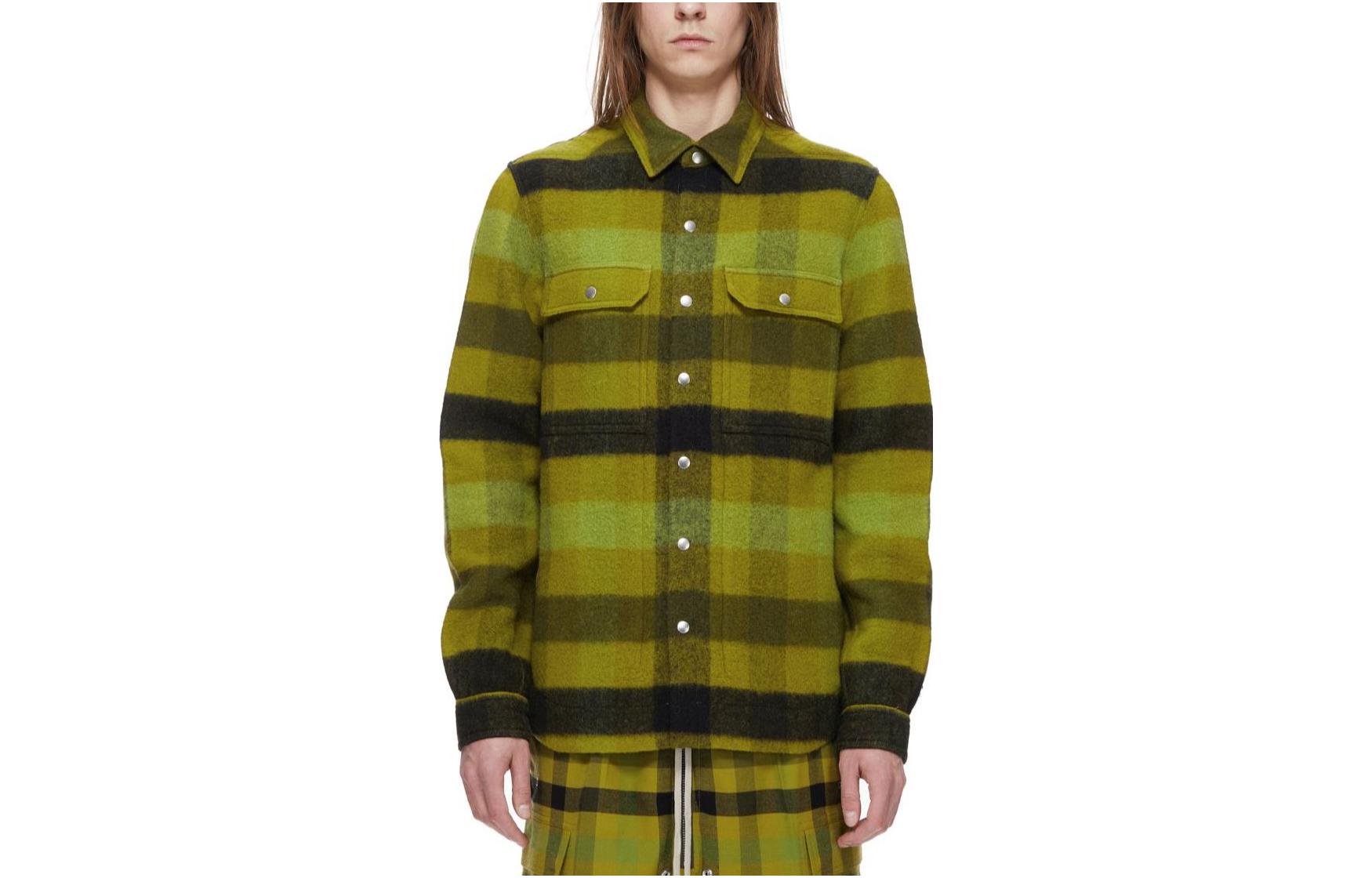 Order Rick Owens Jaket Lengan Panjang Kotak Hijau Single-Breasted RU02C7729WFNP32P