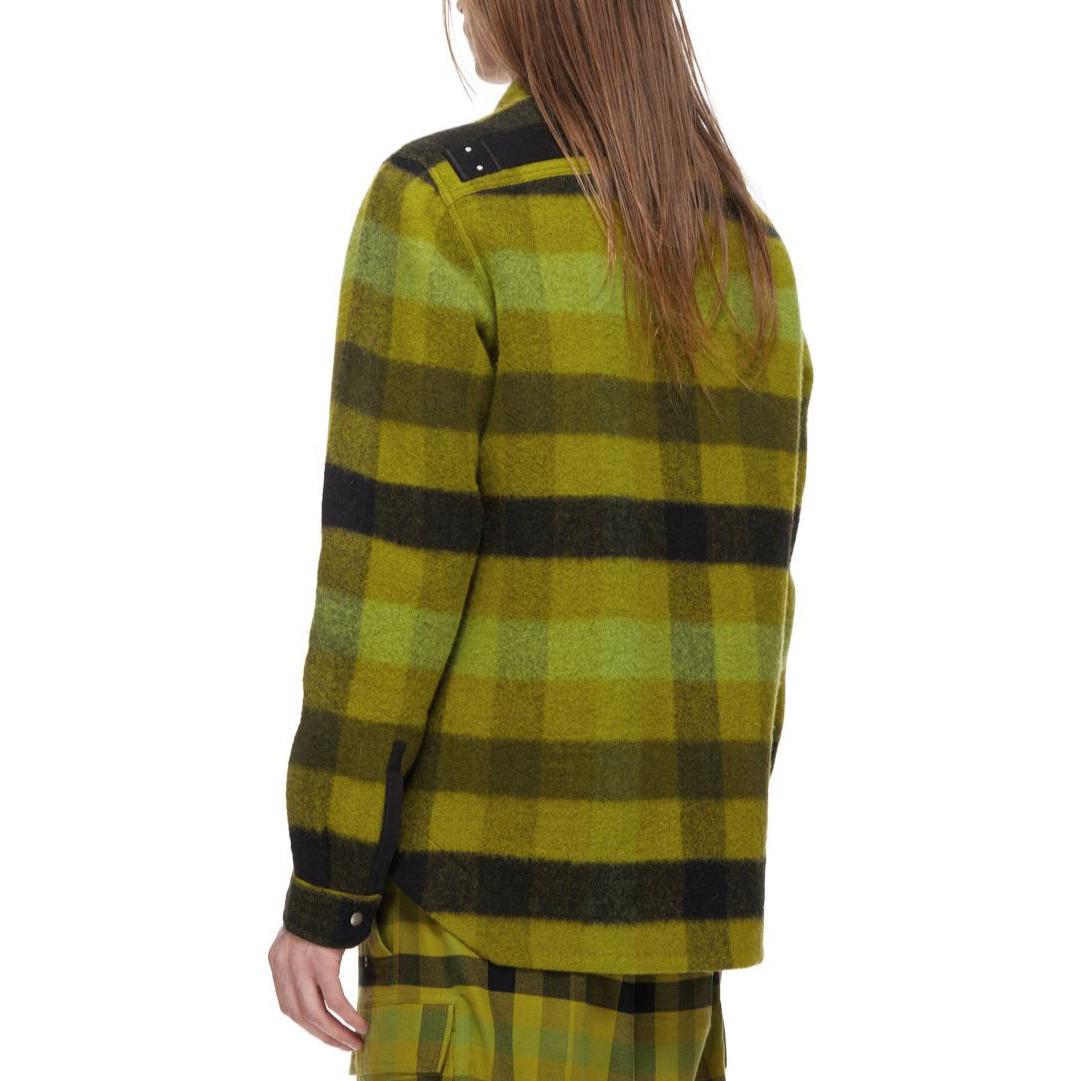 Shop Rick Owens Jaket Lengan Panjang Kotak Hijau Single-Breasted RU02C7729WFNP32P