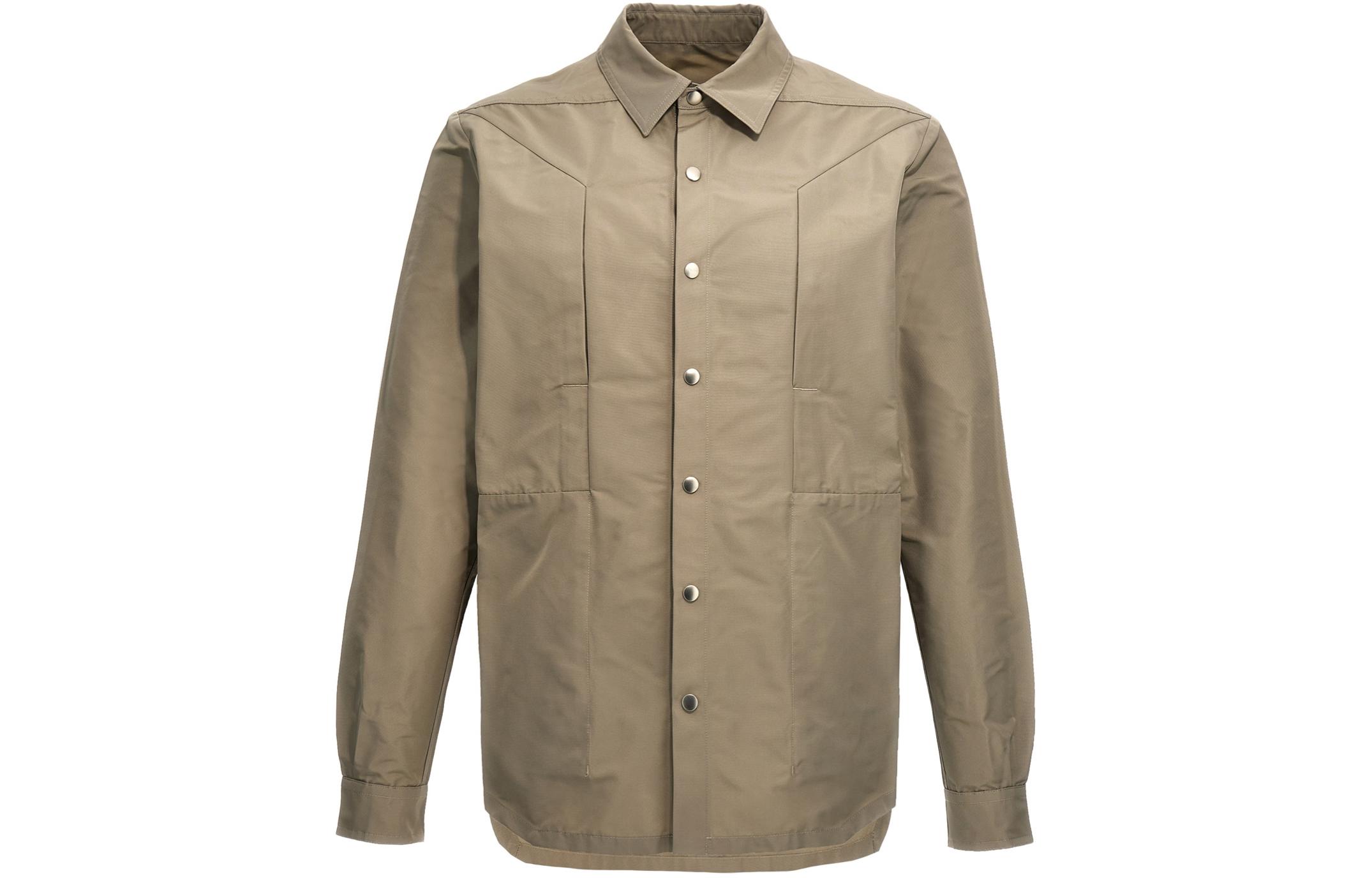 Rick Owens  Khaki Button-Up Collared Long Sleeve Jacket RU01D3727FK-08