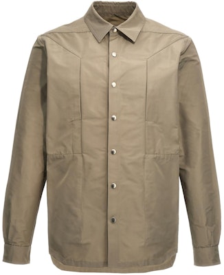 リックオウエンス カーキ ボタンアップ カラー付き 長袖ジャケット RU01D3727FK-08 Order リックオウエンス カーキ ボタンアップ カラー付き 長袖ジャケット RU01D3727FK-08