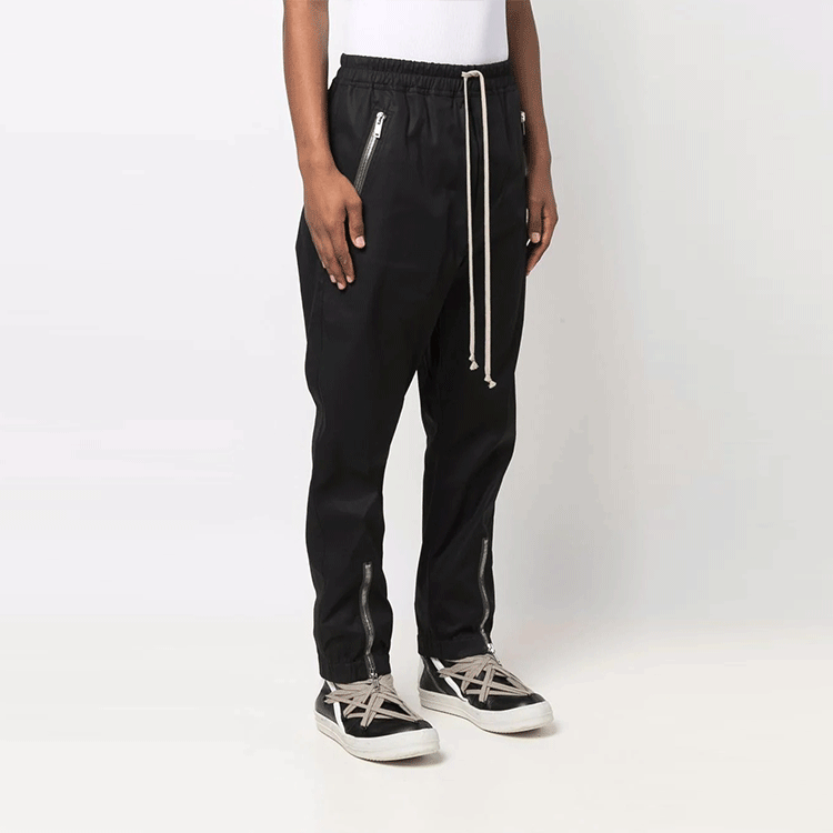 Purchase Rick Owens 繫帶拉鍊休閒長褲 黑色 RU01B1370TE-09