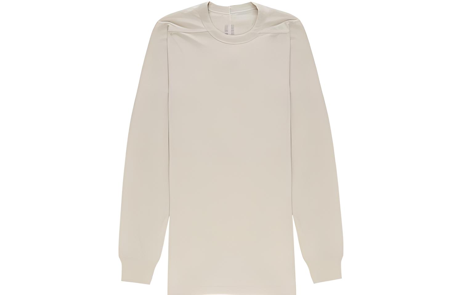 RICK OWENS  Loose Fit Long Sleeve Crewneck T-Shirt Pearl White RU01C4266JA08