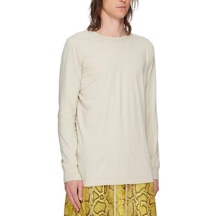 Purchase 릭 오웬스 루즈핏 롱슬리브 크루넥 티셔츠 펄 화이트 RU01C4266JA08