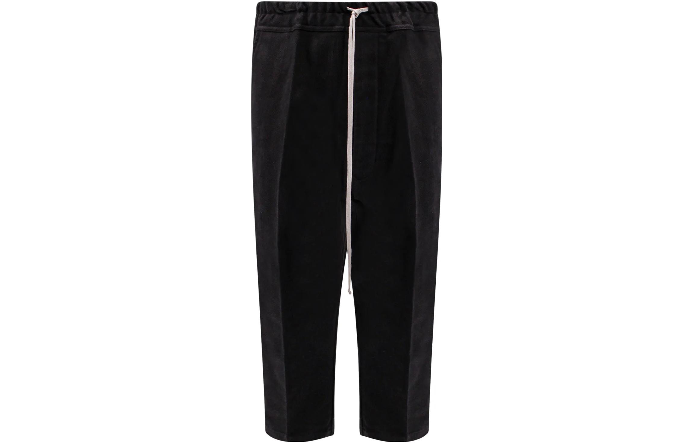 RICK OWENS  Loose Fit Solid Color Drawstring Casual Pants - Black RU02C7381TB-09