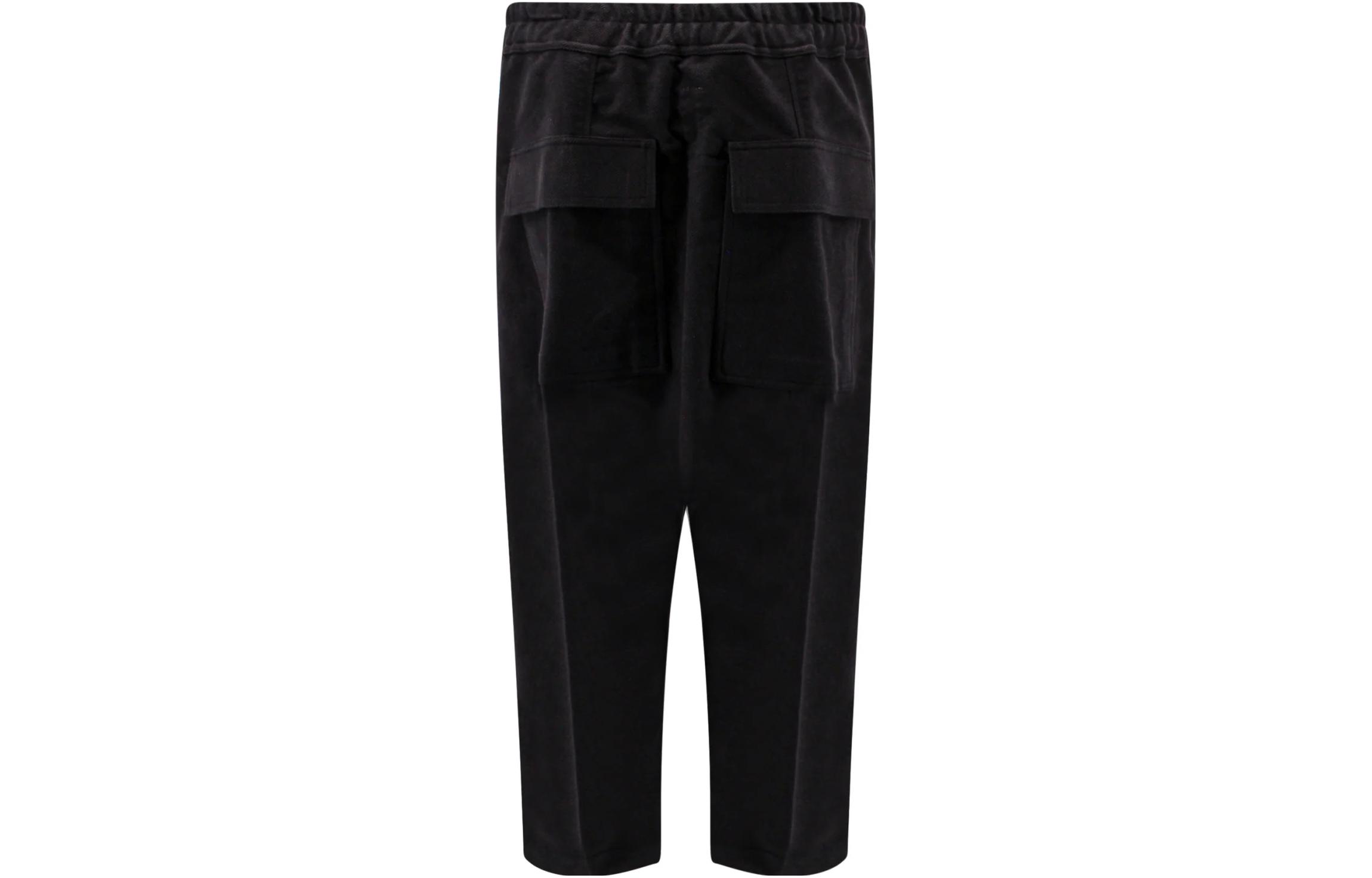 Lookbook RICK OWENS 寬鬆純色抽繩休閒長褲 - 黑色 RU02C7381TB-09