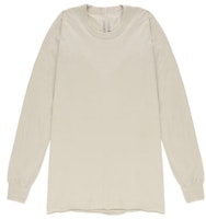 RICK OWENS Oversized Pearl White Crewneck Long Sleeve Tee RU01C4252JA08 RICK OWENS Oversized Pearl White Crewneck Long Sleeve Tee RU01C4252JA08