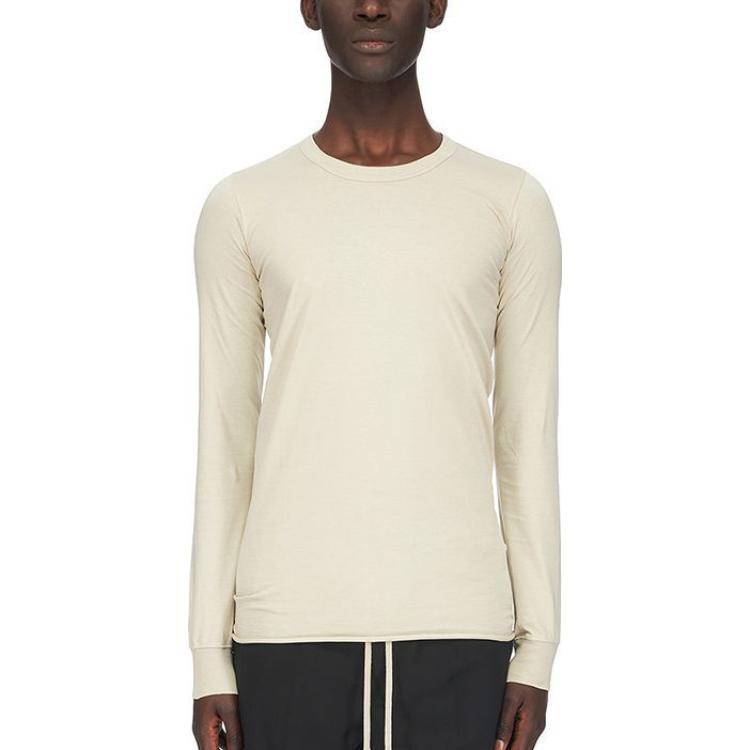 Lookbook RICK OWENS 珍珠白色寬鬆長袖圓領上衣 RU01C4252JA08