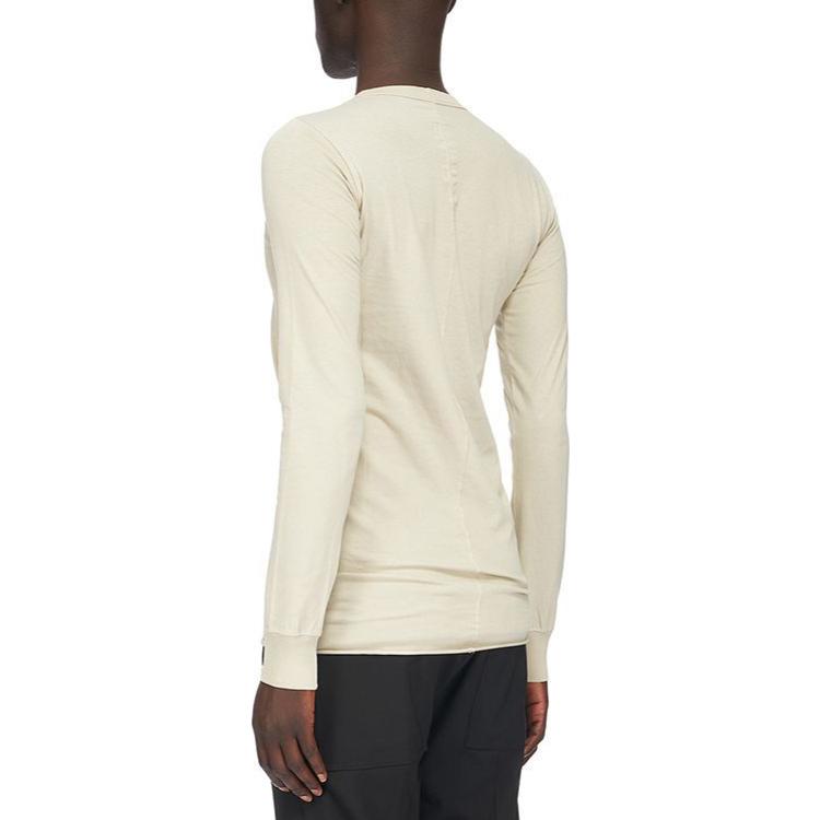 Shop RICK OWENS 珍珠白色寬鬆長袖圓領上衣 RU01C4252JA08