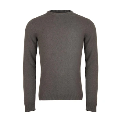 Rick Owens Round Neck Long Sleeve Cashmere Sweater Taupe Brown RU02A5684WSBR34