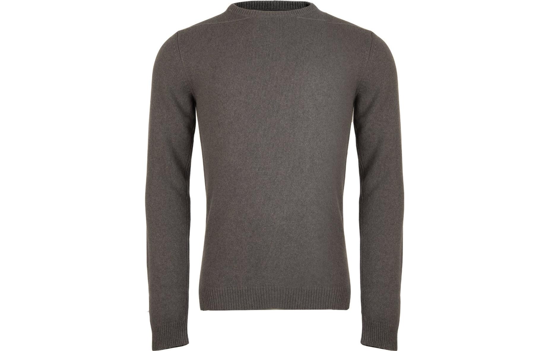 Order Rick Owens  Round Neck Long Sleeve Cashmere Sweater Taupe Brown RU02A5684WSBR34