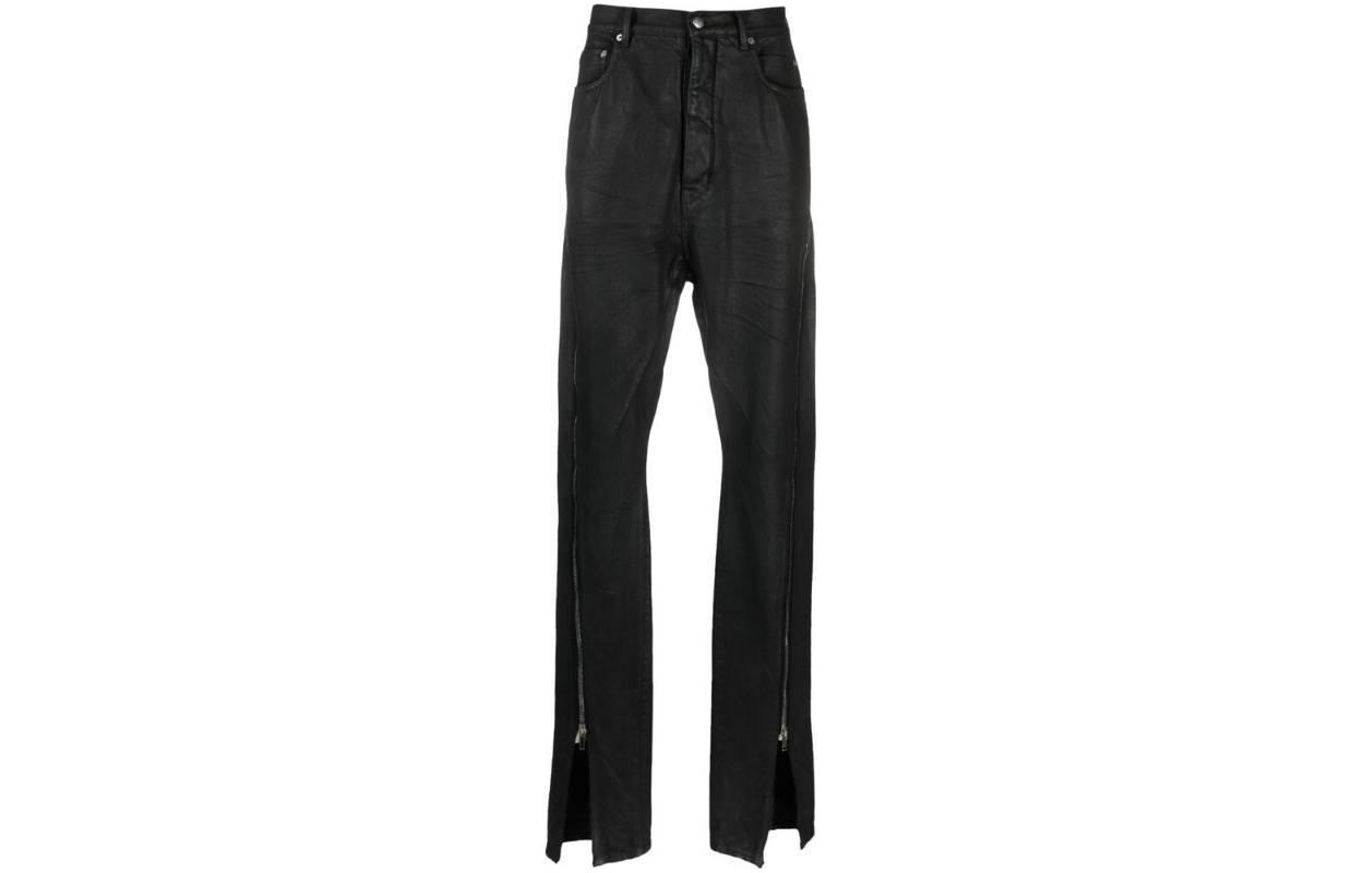 Rick Owens  Solid Black Wide-Leg Split-Hem Trousers. RR01D3343BW-99