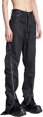 릭 오웬스 솔리드 블랙 와이드레그 스플릿 밑단 바지. RR01D3343BW-99 Purchase 릭 오웬스 솔리드 블랙 와이드레그 스플릿 밑단 바지. RR01D3343BW-99