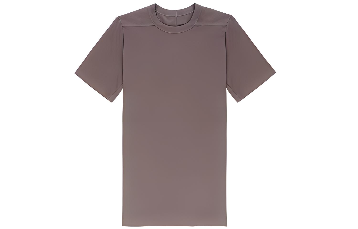 RICK OWENS  Solid Color Crewneck Short Sleeve T-Shirt Taupe RU01C4264JA34