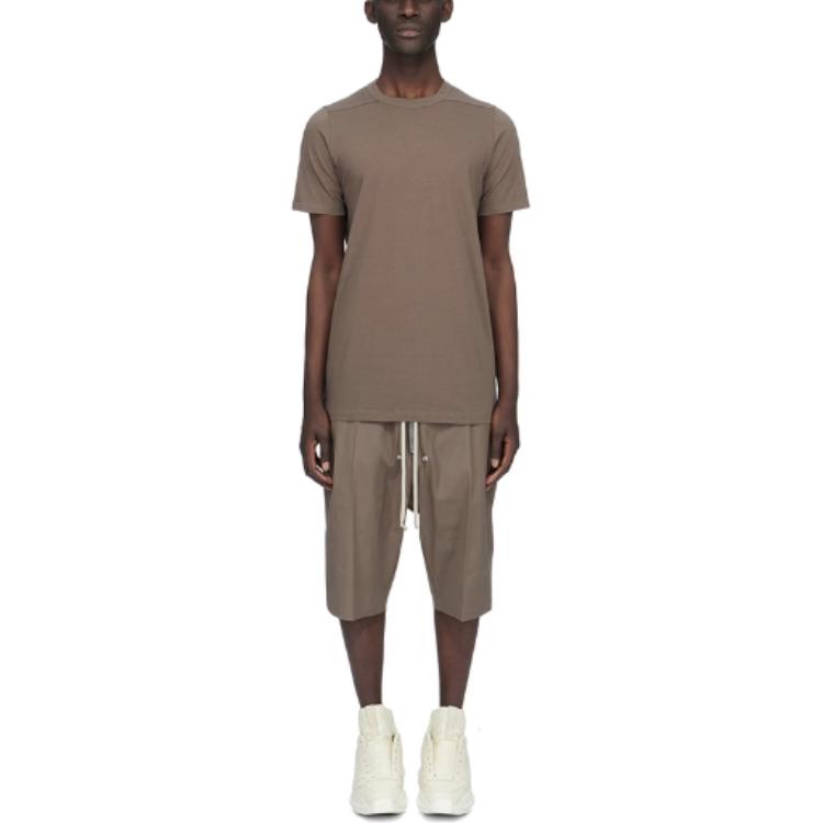 Lookbook RICK OWENS 素色圓領短袖T恤 米灰色 RU01C4264JA34