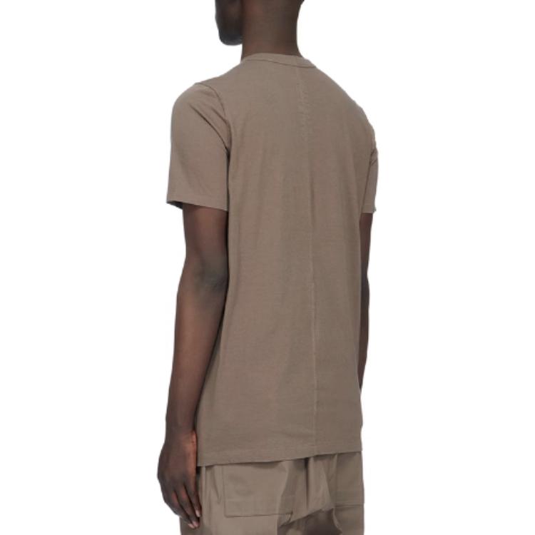 Shop RICK OWENS 素色圓領短袖T恤 米灰色 RU01C4264JA34