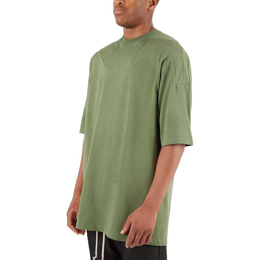 Shop RICK OWENS  Solid Color Green Crew Neck T-Shirt. RU01C4275BA55