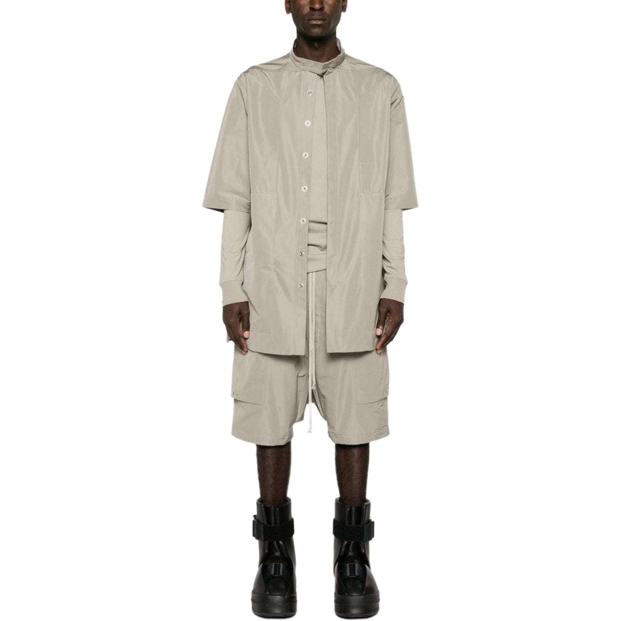 Lookbook Rick Owens Jaket Kasual Longgar Warna Kelabu Sejuk. RU01D3770FK-08