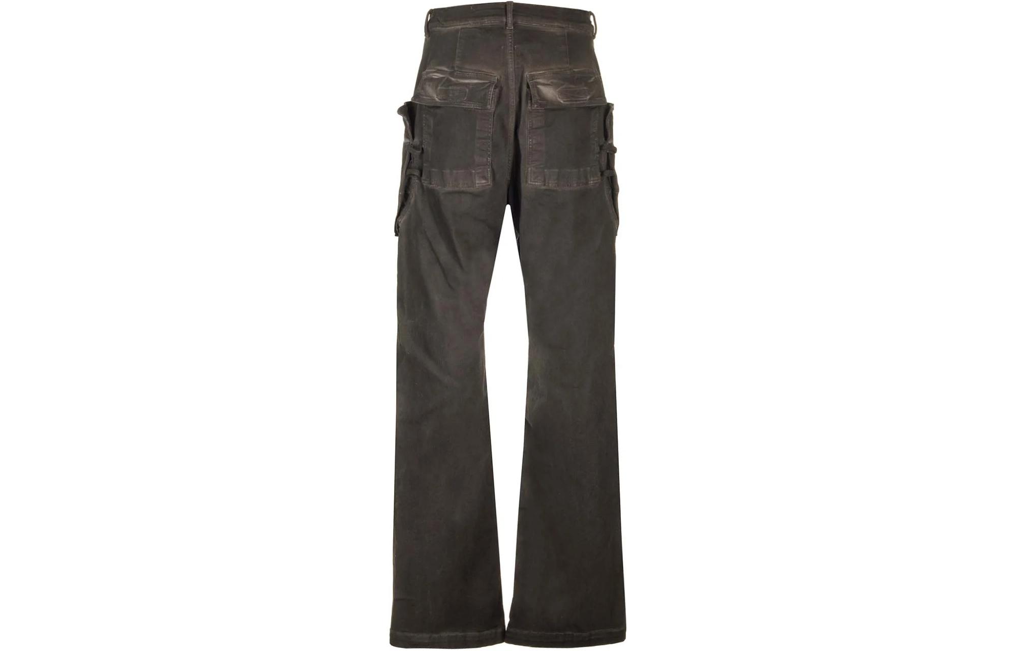 Lookbook RICK OWENS Seluar Cargo Kaki Lebar Berzip Kelabu Gelap RR01D3321SDK-78