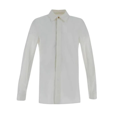 Rick Owens White Solid Slim Fit Button-Up Long Sleeve Shirt RL01D3299HP-11