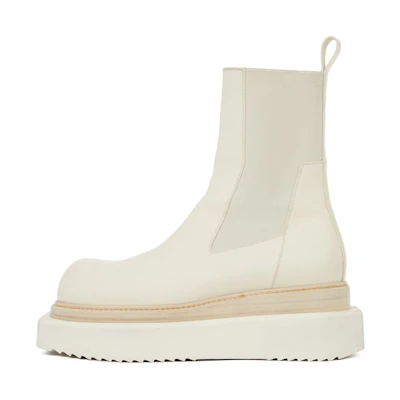 Rick Owens Beatle Turbo Cyclops 'White Calfskin Elastic Side Panel Chelsea Boot'