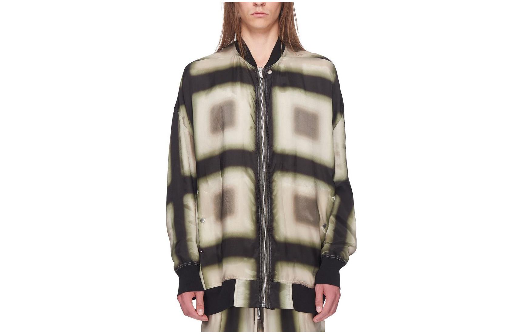 Rick Owens Black Check Pattern Baseball Collar Jacket RU01C4795JP209-P2