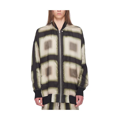 Rick Owens Black Check Pattern Baseball Collar Jacket RU01C4795JP209-P2