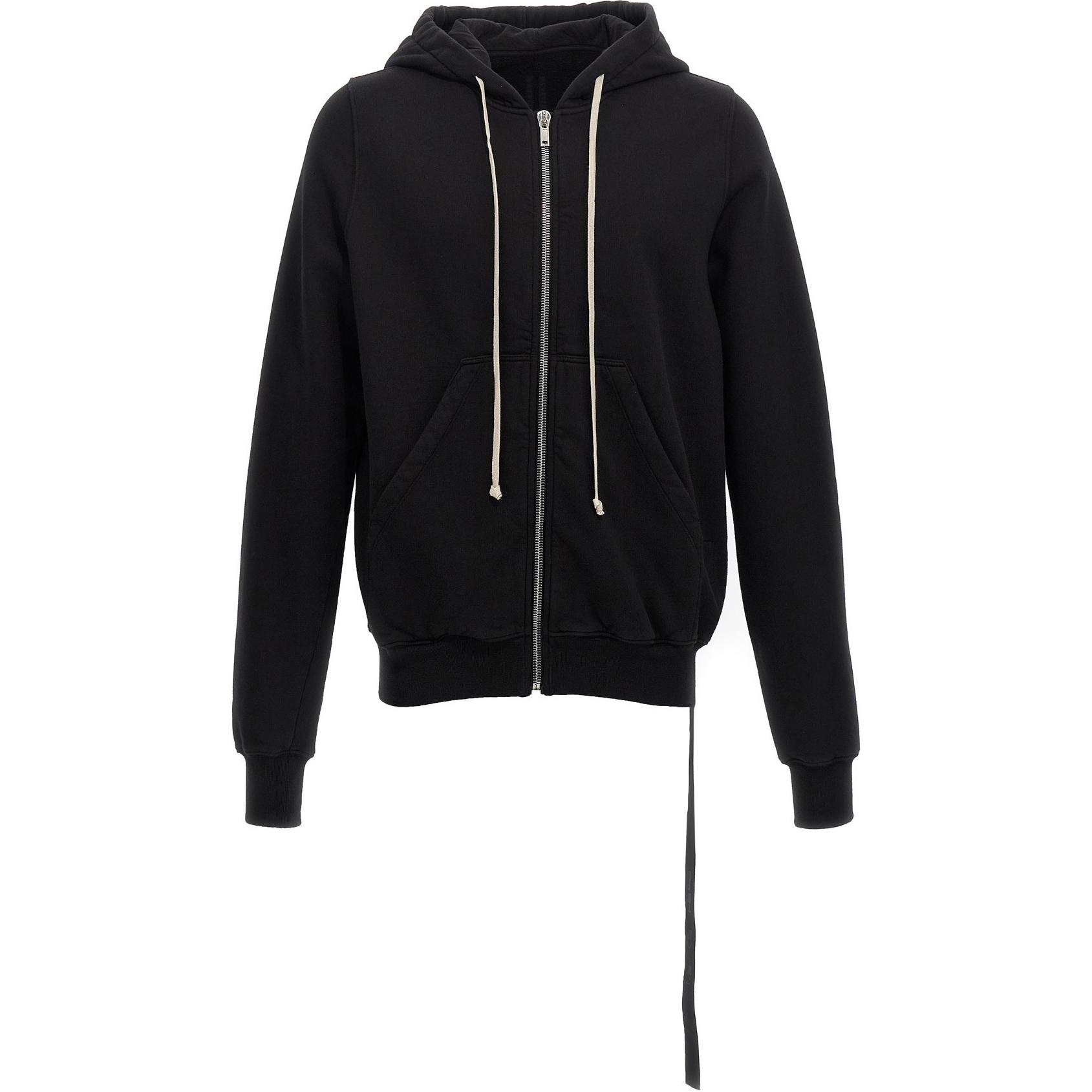 Rick Owens Black Cotton Zip-Up Hoodie Jacket DU02D2276F-09