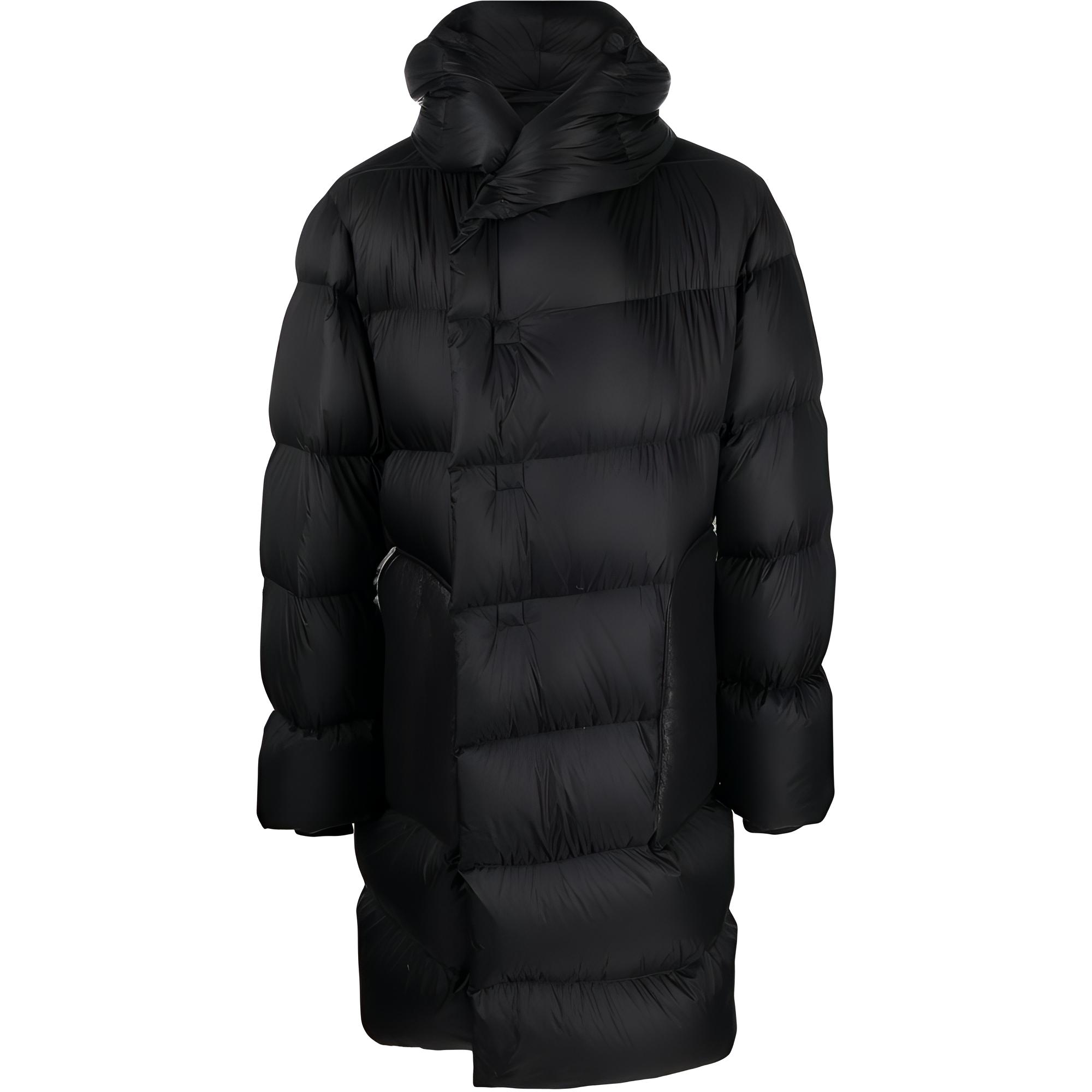 Rick Owens Black Down Puffer Hooded Longline Jacket RU02B2998NZLS-H3