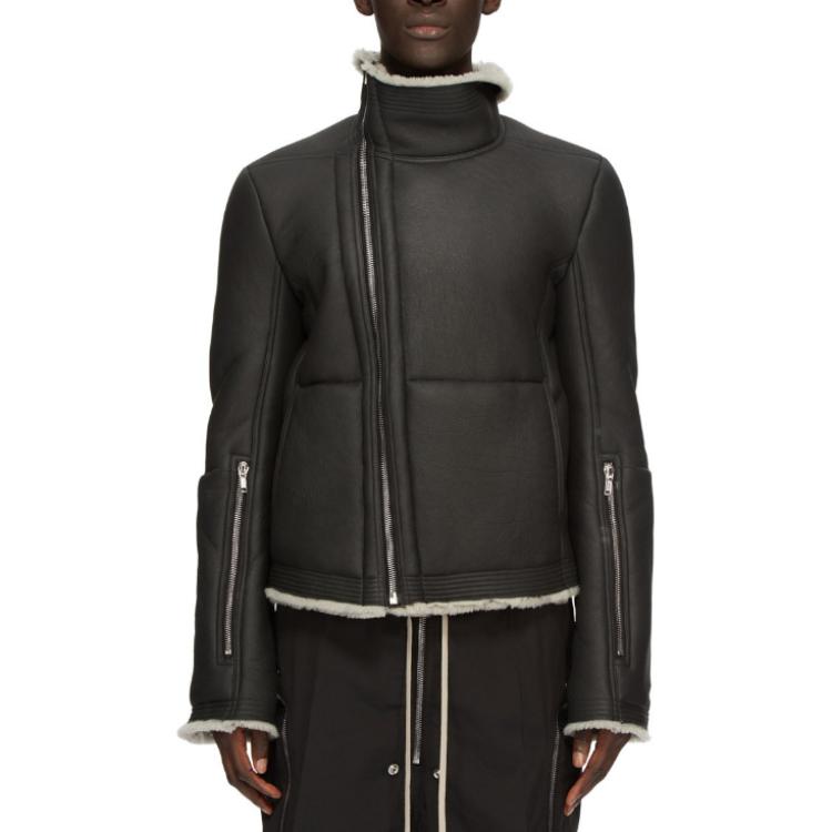 Rick Owens Black Loose High Neck Zip-Up Jacket RU02D6768LSHM9-08