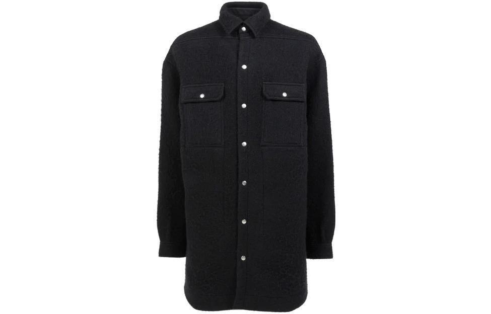 Rick Owens Black Mid-Length Solid Shirt Jacket RU02B2728WF-9