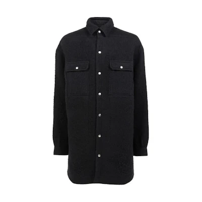 Rick Owens Black Mid-Length Solid Shirt Jacket RU02B2728WF-9
