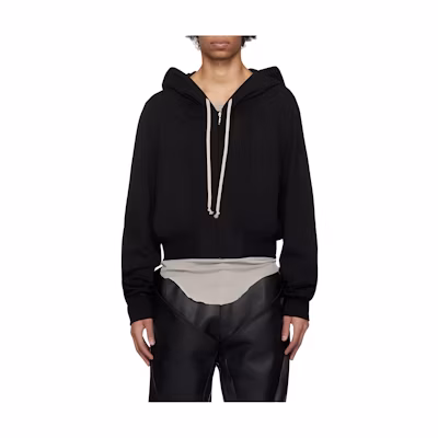 Rick Owens Black Monochrome Cropped Hoodie Jacket RU01D3242BA-09