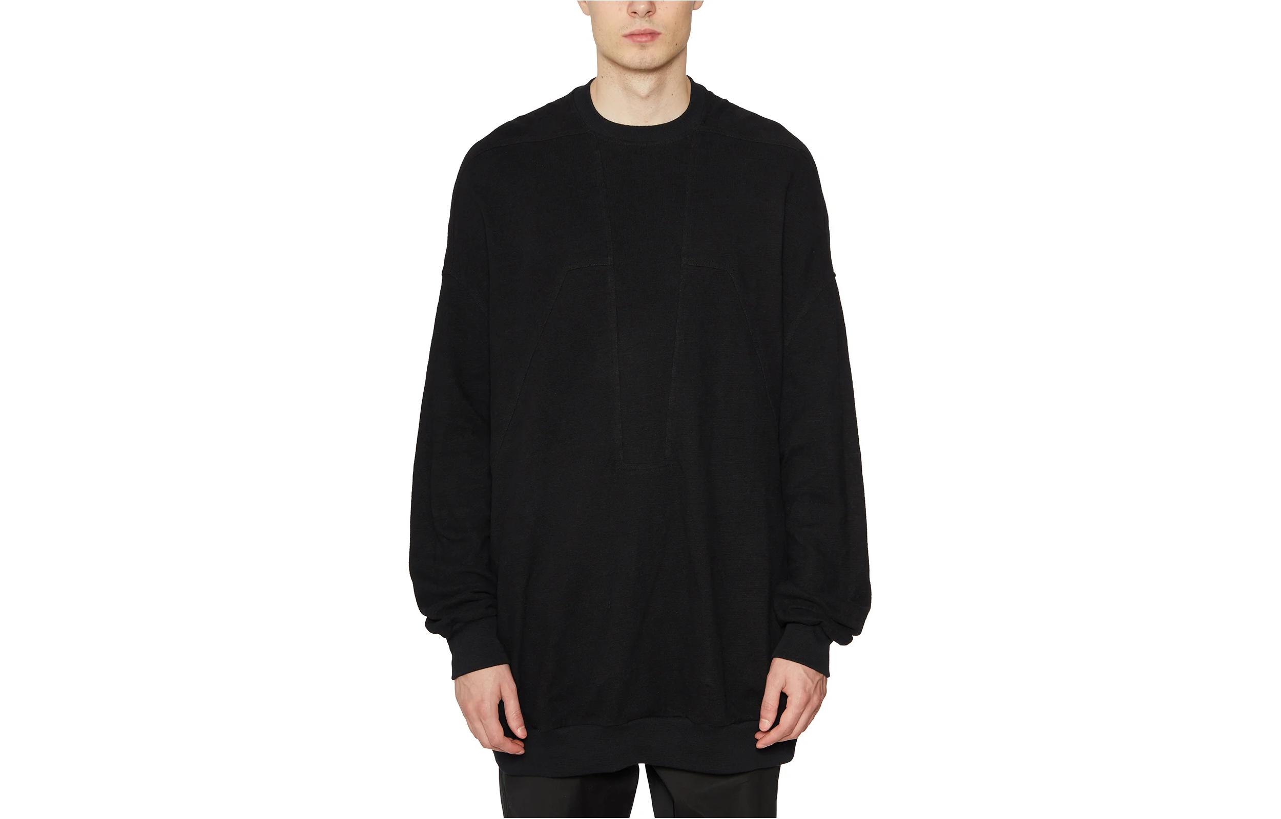 Rick Owens Black Oversized Crewneck Long Sleeve Sweatshirt RU02C7278BG-09