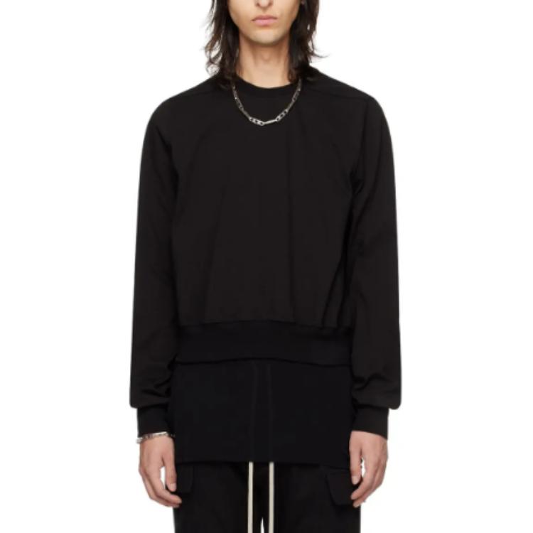 Rick Owens Black Oversized Crewneck Pullover Sweatshirt RU01D3289BA-09